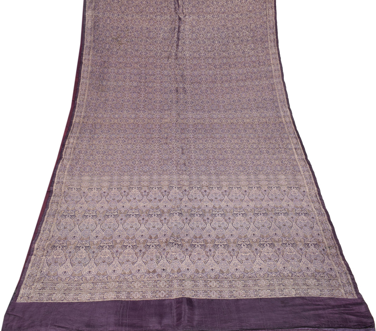 Sushila Vintage Heavy Wine Saree Pure Satin Silk Brocade Banarasi Sari Fabric