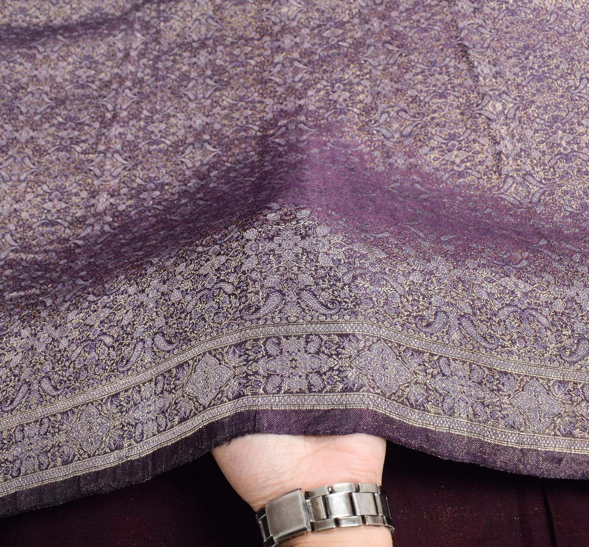 Sushila Vintage Heavy Wine Saree Pure Satin Silk Brocade Banarasi Sari Fabric