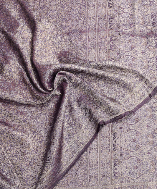 Sushila Vintage Heavy Wine Saree Pure Satin Silk Brocade Banarasi Sari Fabric