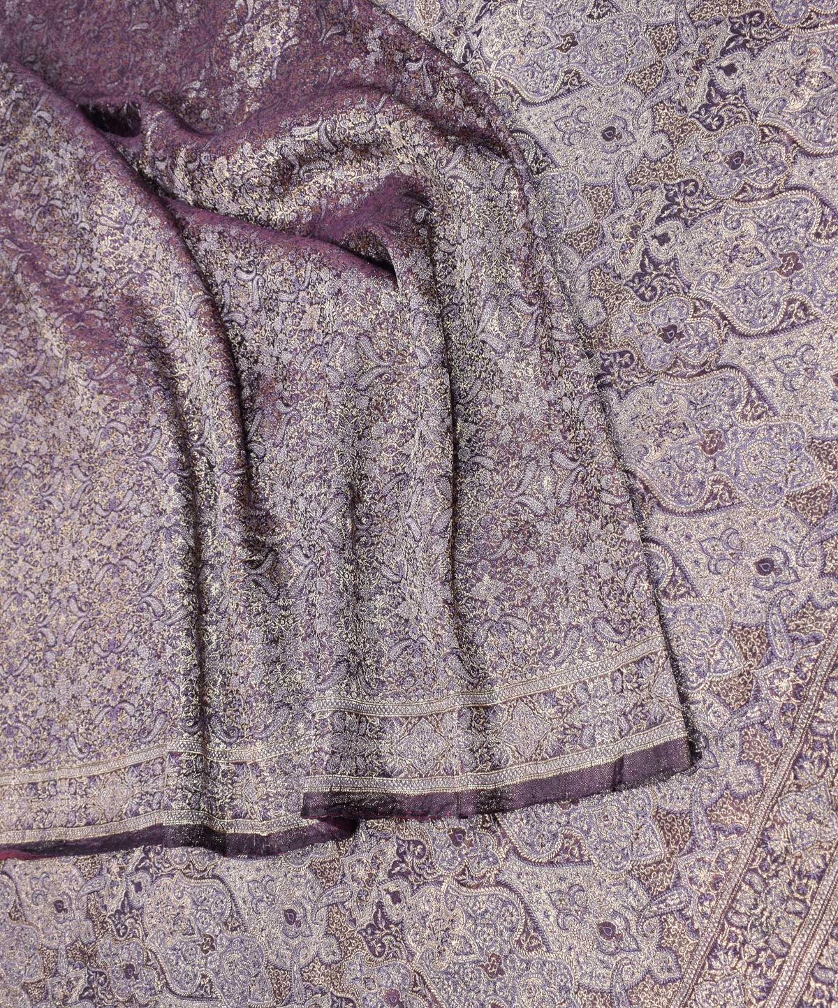Sushila Vintage Heavy Wine Saree Pure Satin Silk Brocade Banarasi Sari Fabric