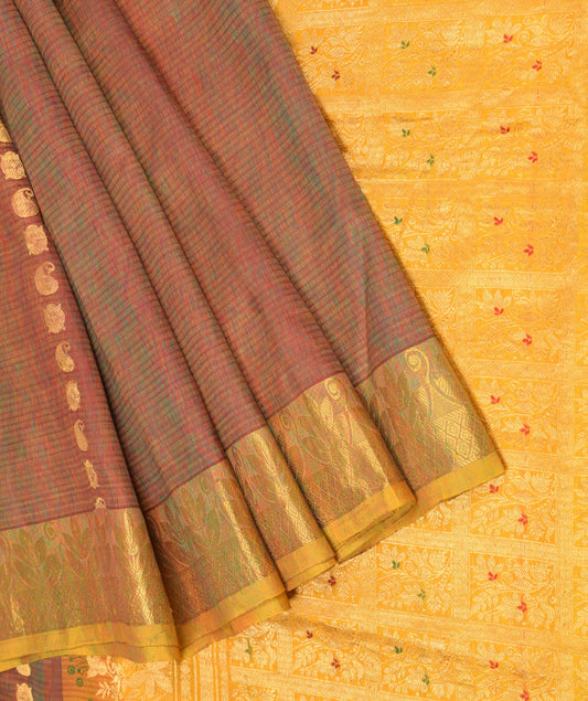 Sushila Vintage Multi-Color Saree Pure Silk Gold Zari Brocade Sari HEAVY Fabric