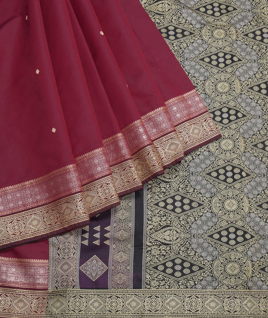 Sushila Vintage Maroon Saree Art Silk Woven Dual Tone Sari Craft Fabric
