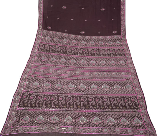 Sushila Vintage Lucknowi Chikankari Saree Pure Georgette HEAVY Sari Fabric