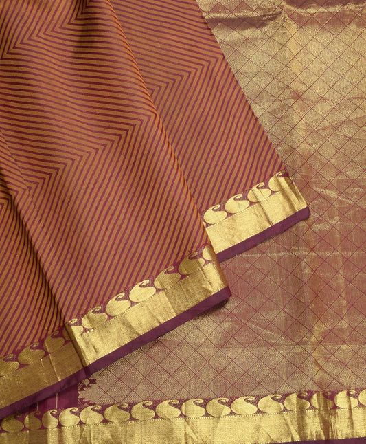 Sushila Vintage Maroon HEAVY Saree Pure Silk Kanjivaram Sari Brocade Fabric