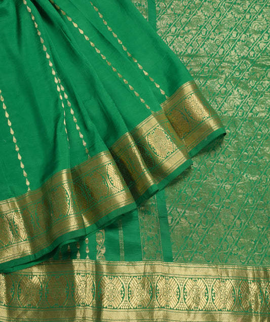 Sushila Vintage Kanchipuram HEAVY Saree Pure Silk Gold Zari Sari Fabric