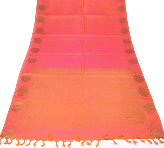 Sushila Vintage Magenta Kanjivaram Saree Floral Woven HEAVY Sari Fabric