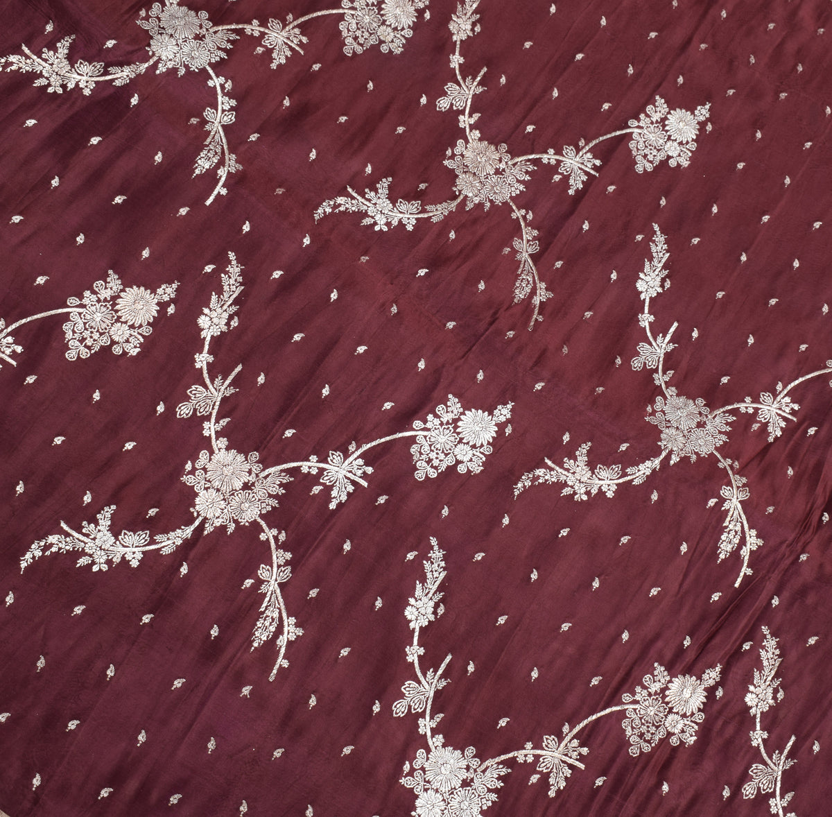 Sushila Vintage Banarasi Brocade Saree Pure Satin Silk Maroon Heavy Sari Fabric