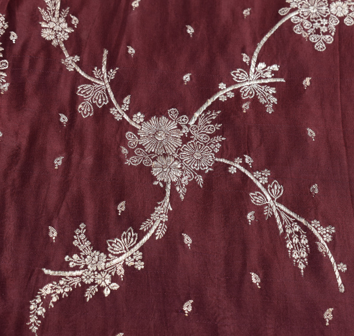 Sushila Vintage Banarasi Brocade Saree Pure Satin Silk Maroon Heavy Sari Fabric