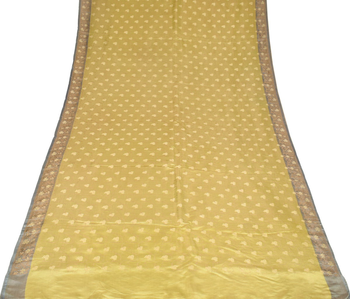 Sushila Vintage Heavy Green Saree Pure Satin Silk Banarasi Tanchoi Sari Fabric