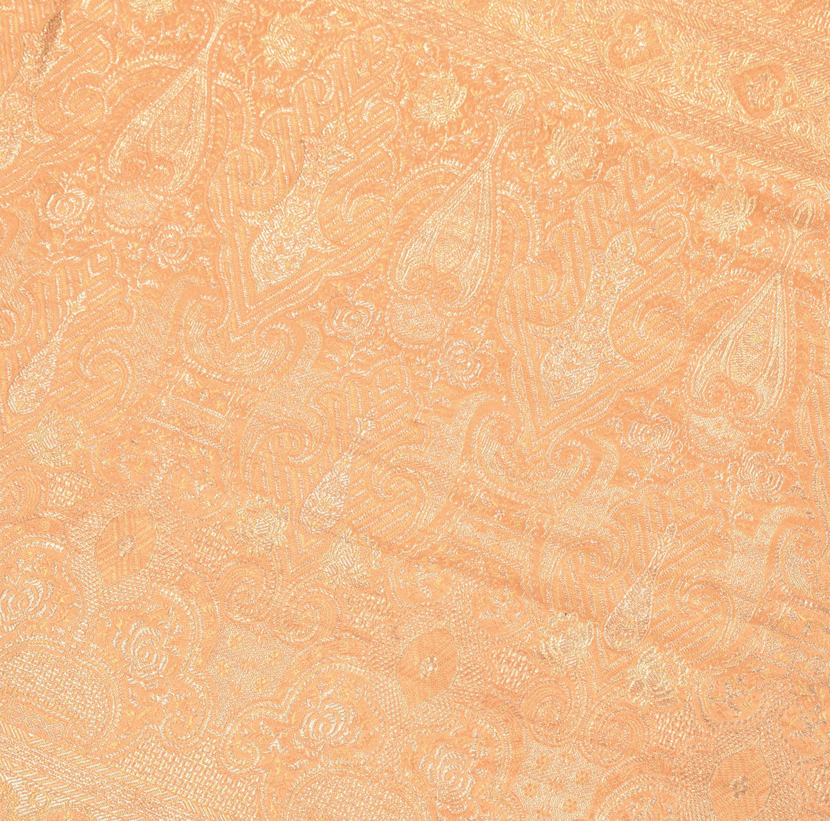 Sushila Vintage Peach Heavy Saree Pure Satin Silk Banarasi Brocade Sari Fabric