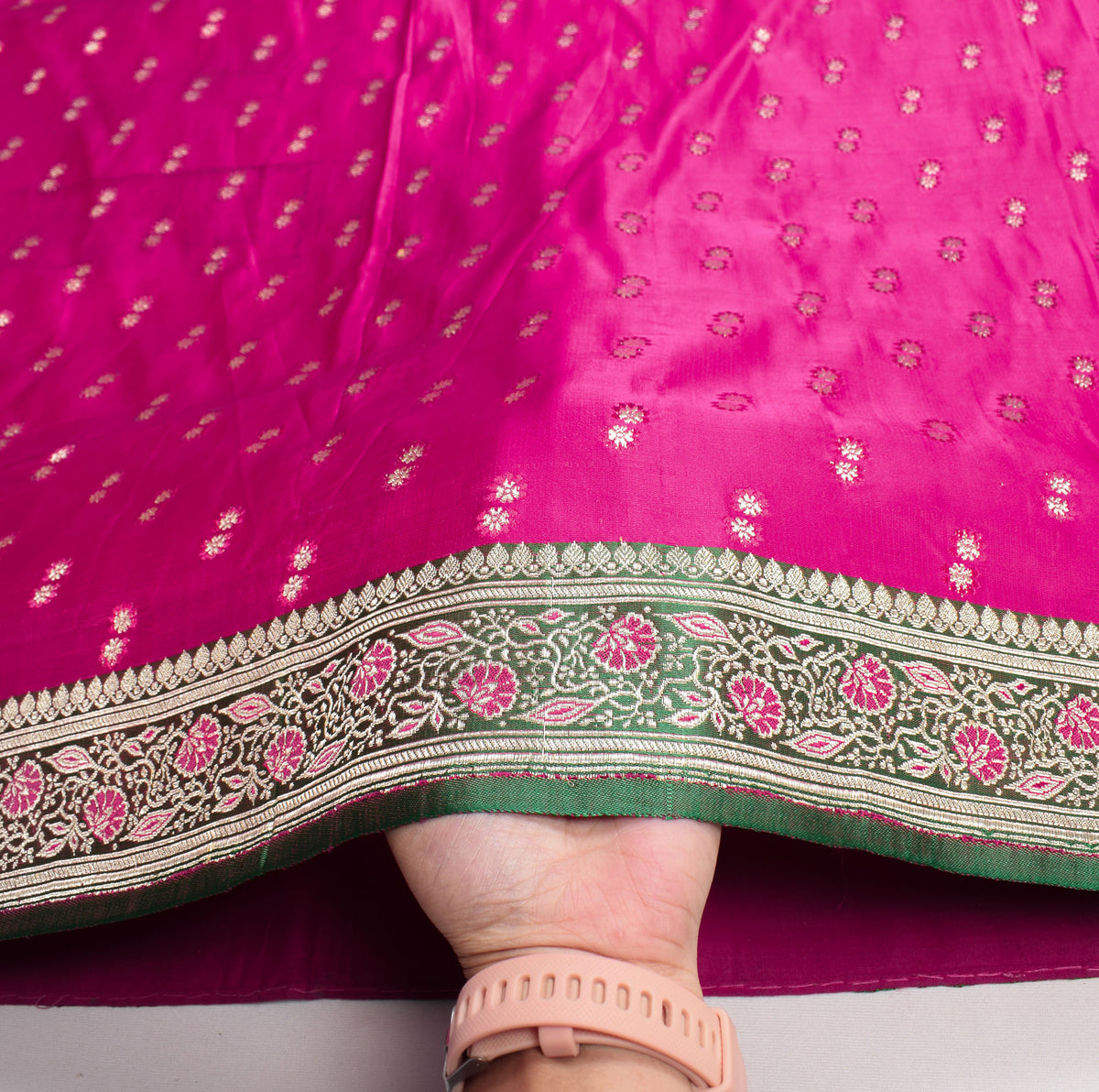 Sushila Vintage Heavy Saree Pure Satin Silk Banarasi Brocade Sari Magenta Fabric