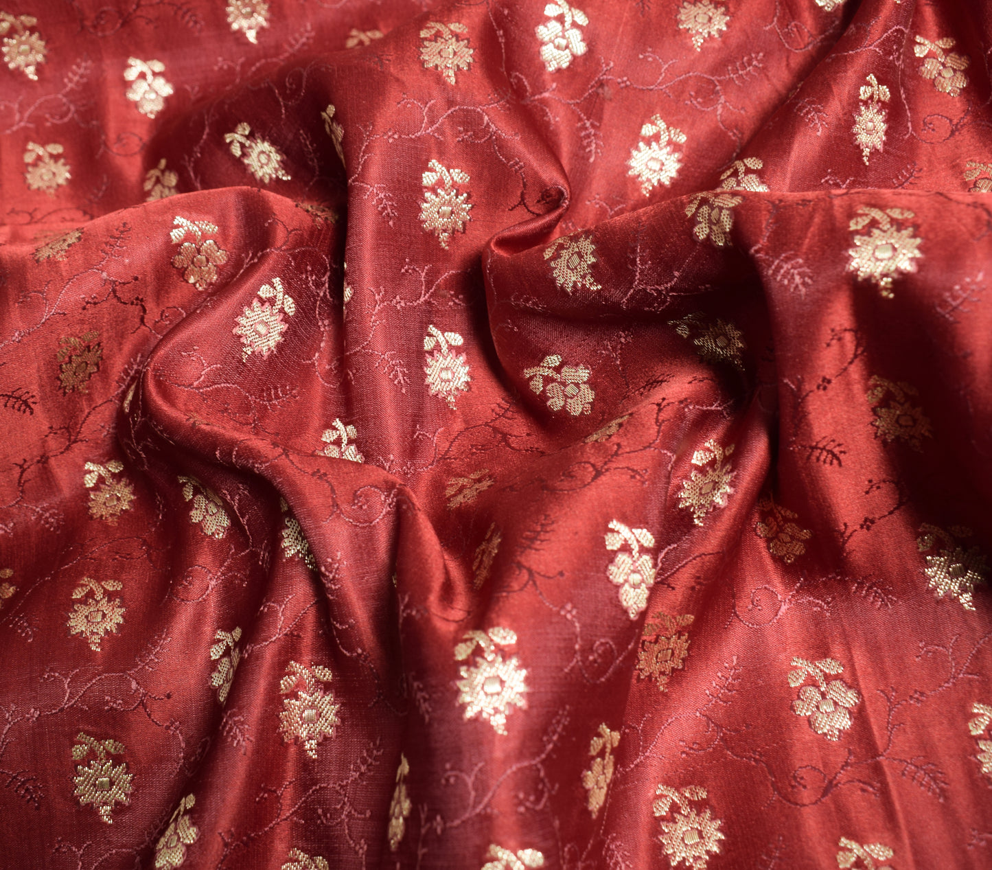 Sushila Vintage Heavy Red Saree Pure Satin Silk Banarasi Brocade Woven 5YD Sari