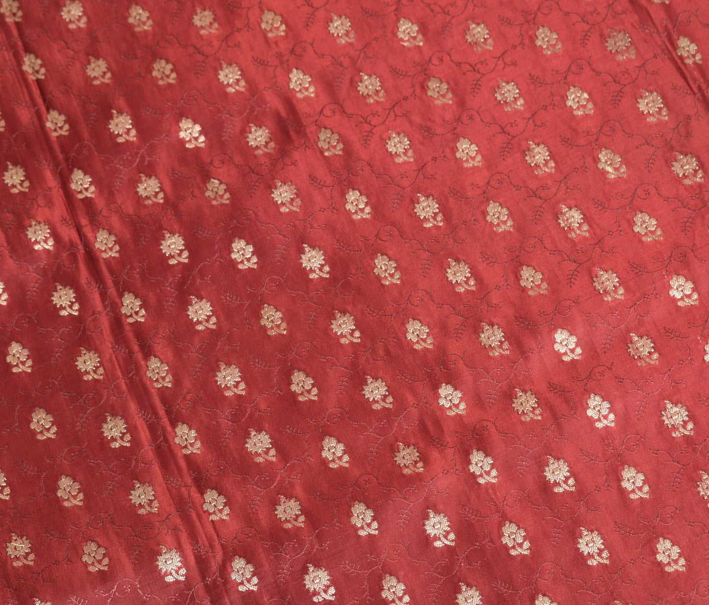 Sushila Vintage Heavy Red Saree Pure Satin Silk Banarasi Brocade Woven 5YD Sari