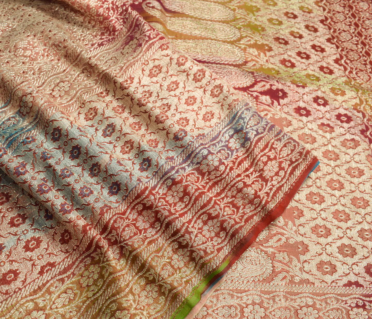 Sushila Vintage Heavy Saree Blend Satin Silk Banarasi Brocade Woven Sari Fabric