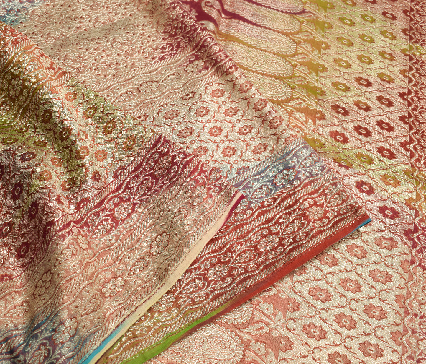 Sushila Vintage Heavy Saree Blend Satin Silk Banarasi Brocade Woven Sari Fabric