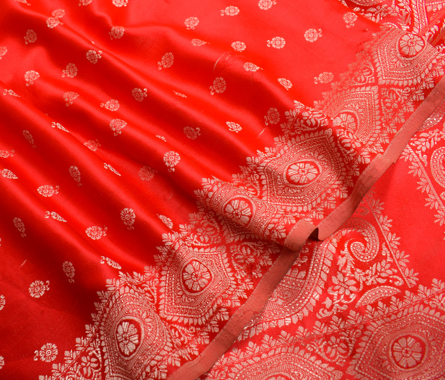 Sushila Vintage Heavy Saree Blend Satin Silk Banarasi Brocade Woven Sari Fabric