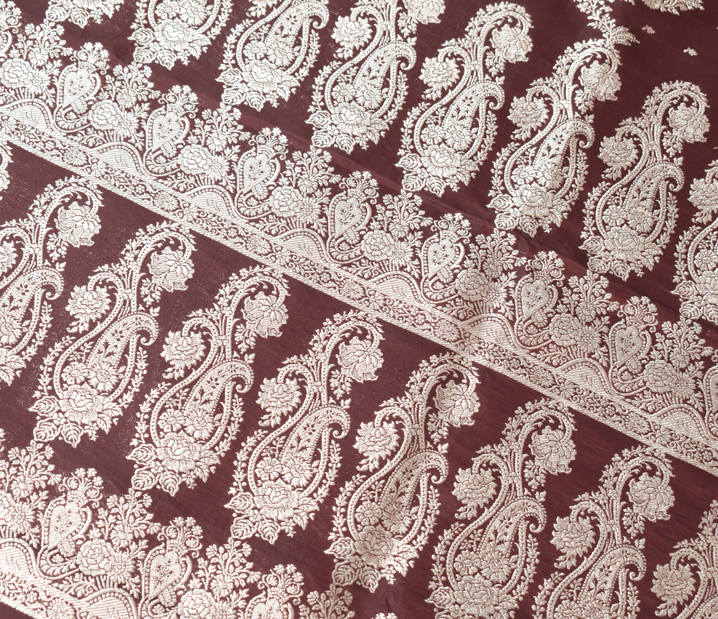 Sushila Vintage Heavy Saree Blend Satin Silk Banarasi Brocade Woven Sari Fabric