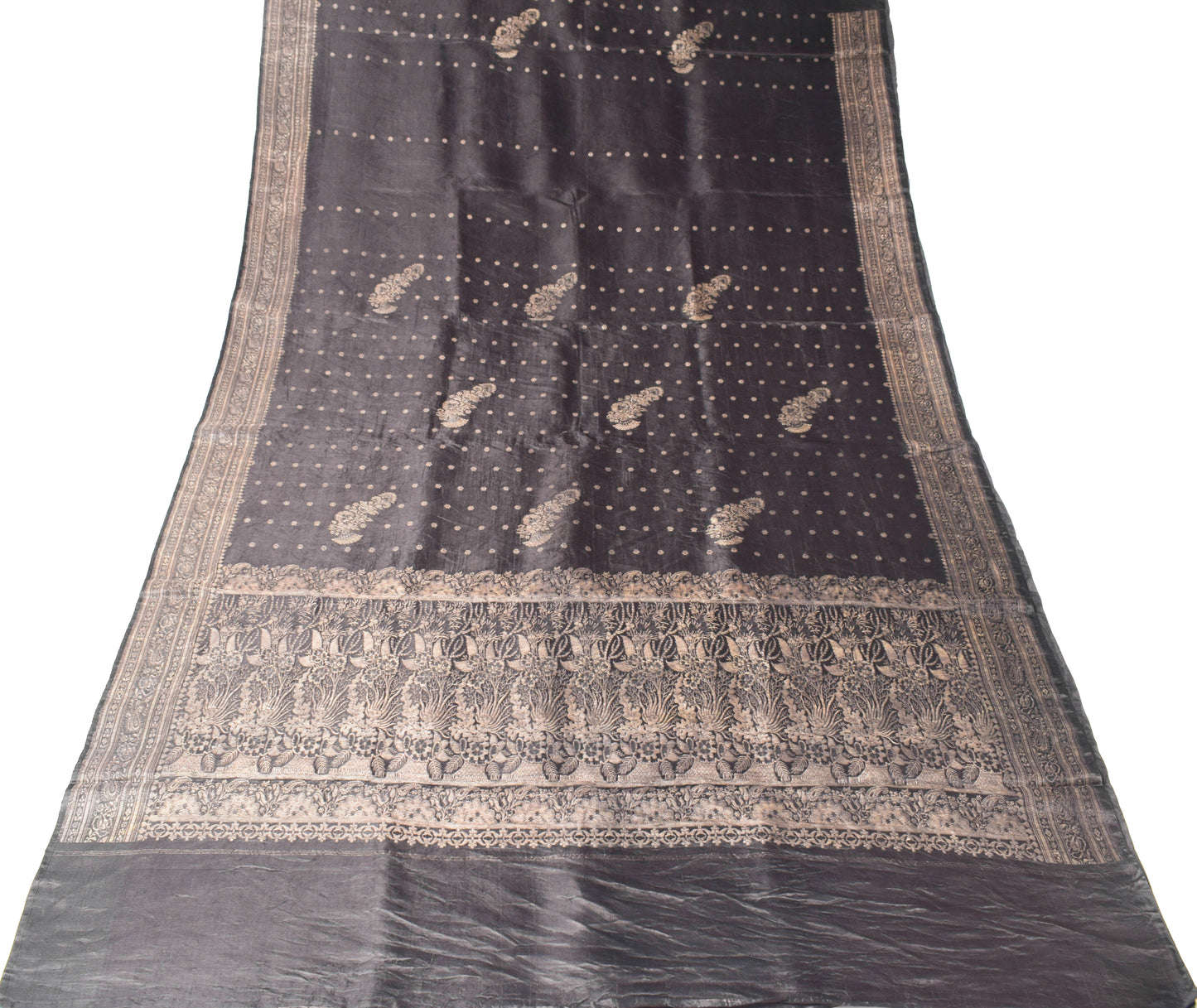 Sushila Vintage Heavy Saree Blend Satin Silk Banarasi Brocade Woven Sari Fabric