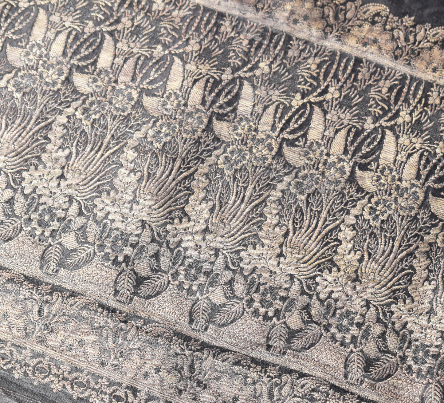 Sushila Vintage Heavy Saree Blend Satin Silk Banarasi Brocade Woven Sari Fabric