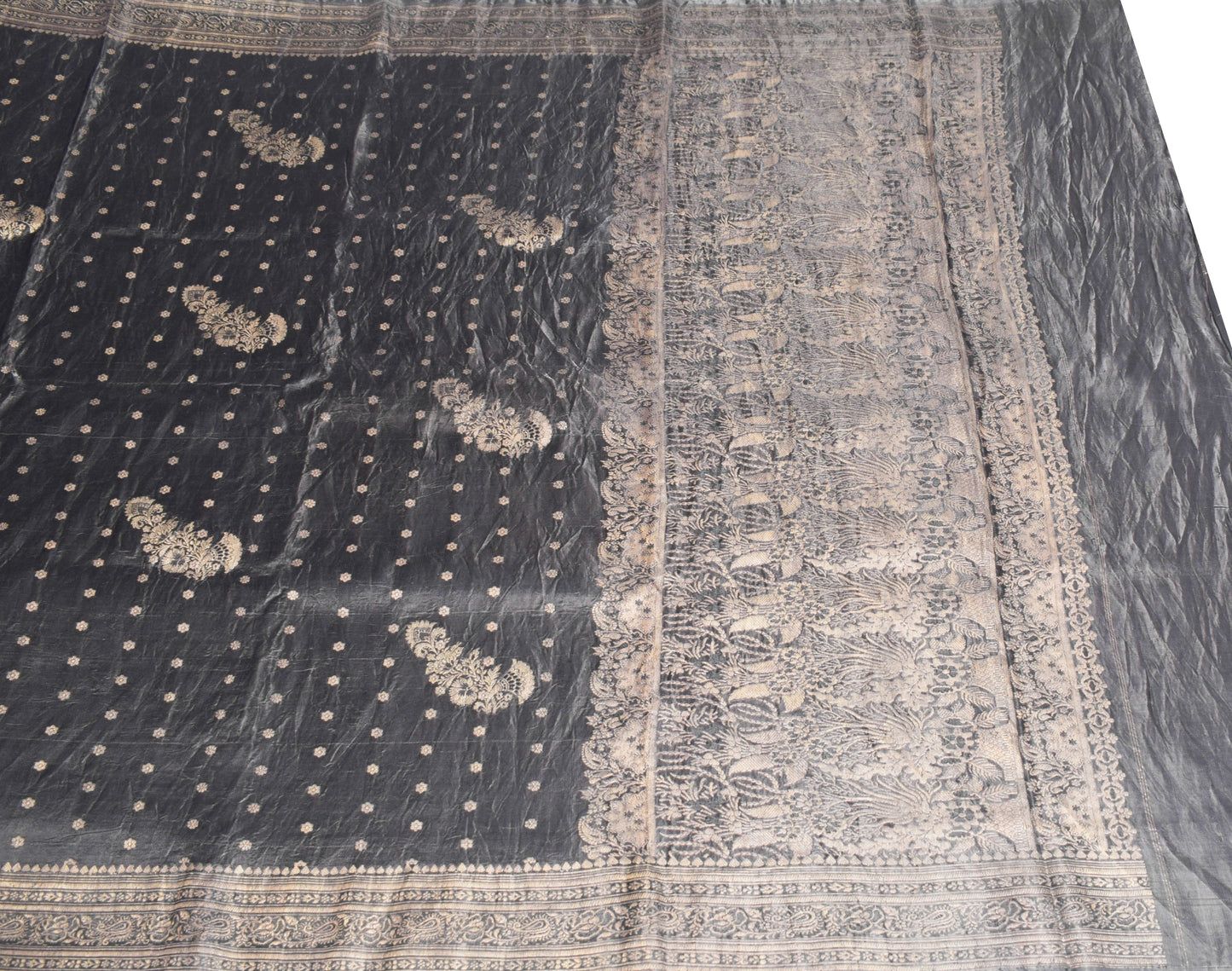 Sushila Vintage Heavy Saree Blend Satin Silk Banarasi Brocade Woven Sari Fabric