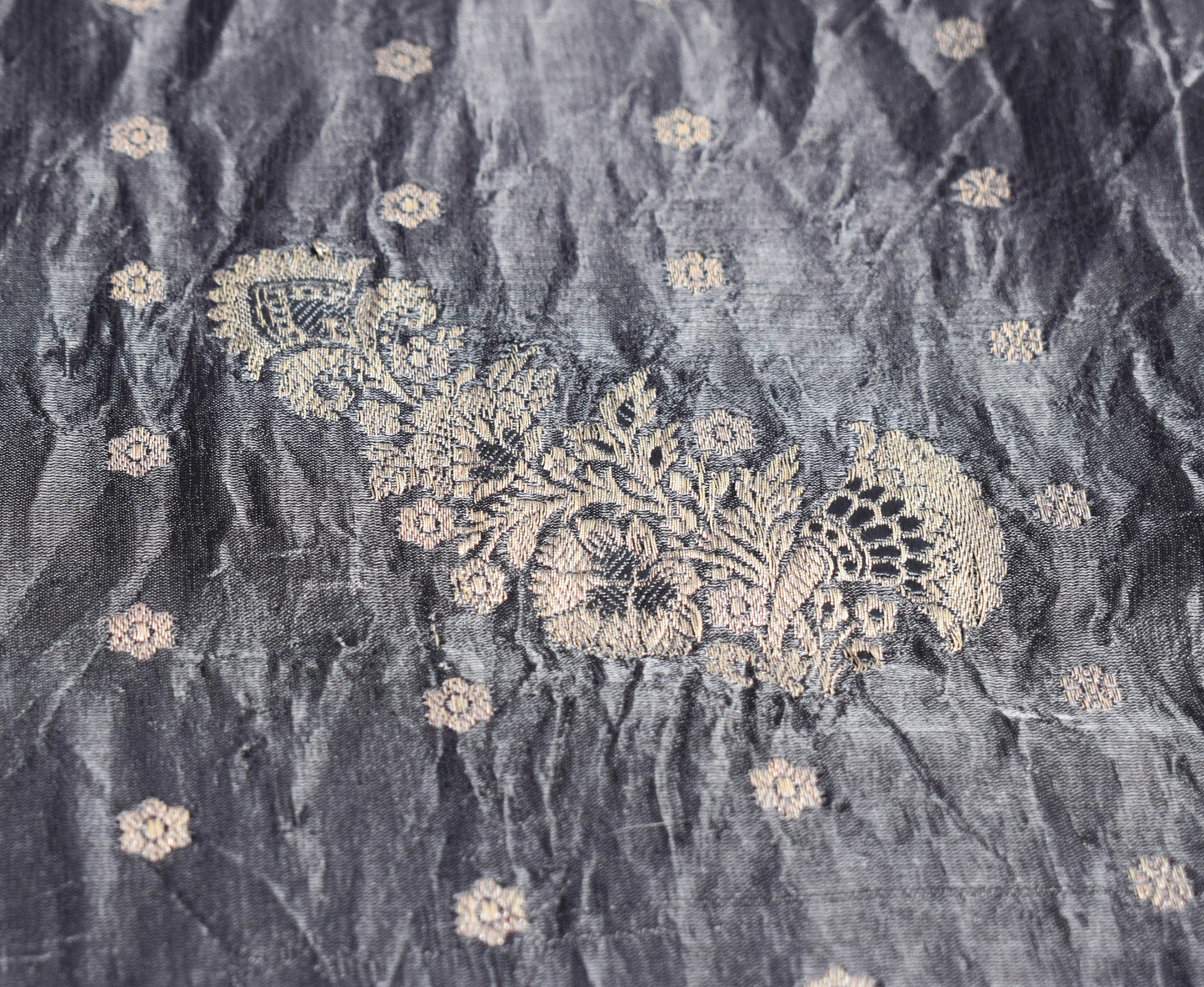 Sushila Vintage Heavy Saree Blend Satin Silk Banarasi Brocade Woven Sari Fabric