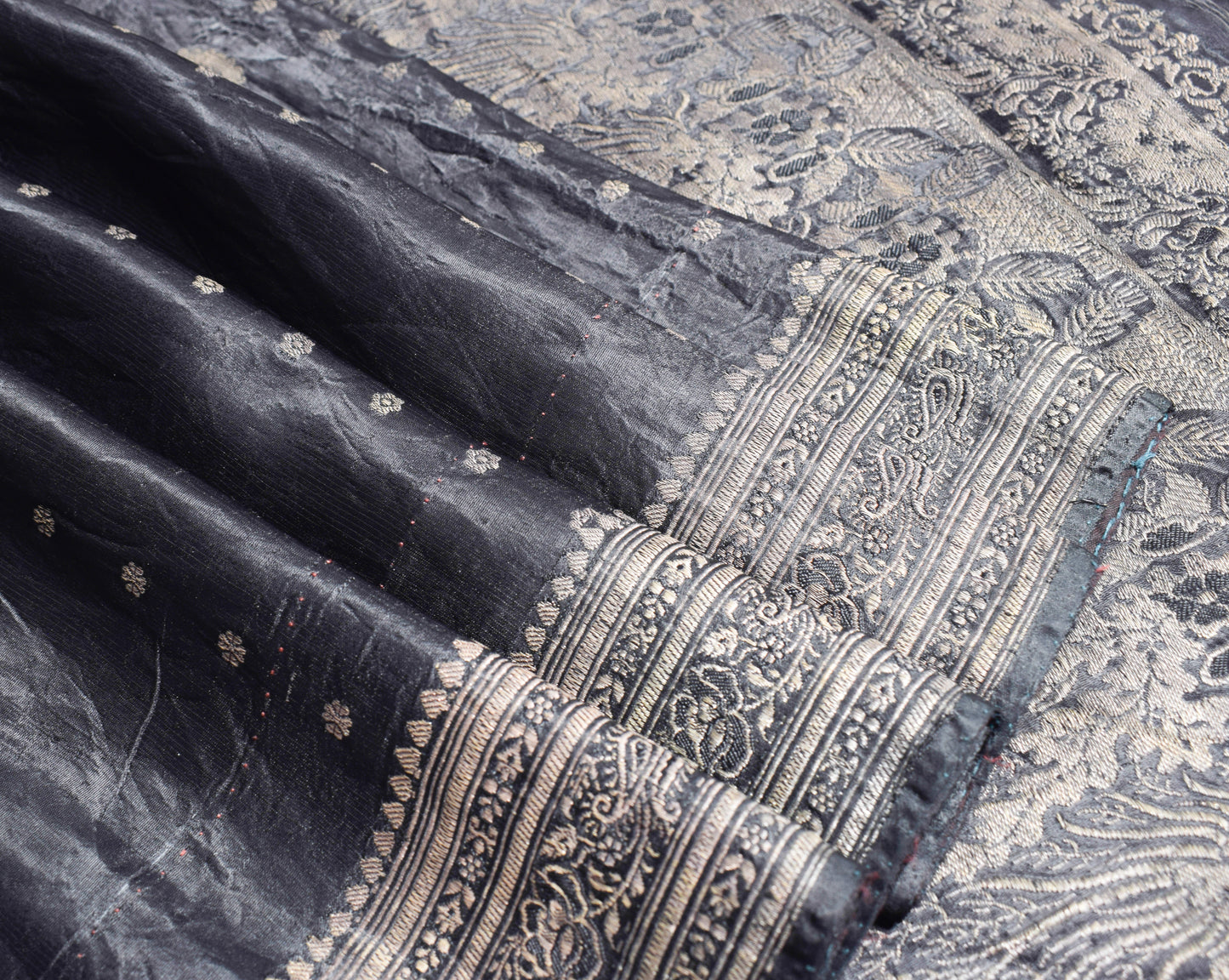 Sushila Vintage Heavy Saree Blend Satin Silk Banarasi Brocade Woven Sari Fabric