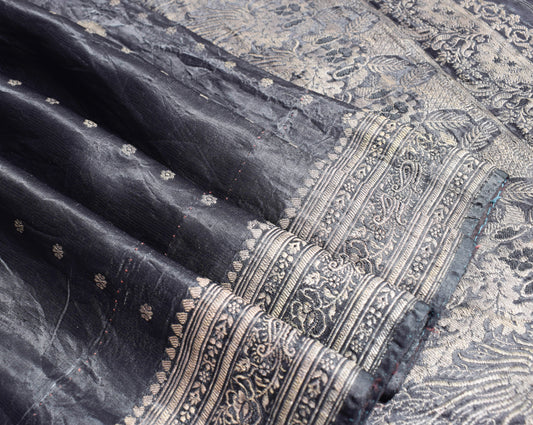 Sushila Vintage Heavy Saree Blend Satin Silk Banarasi Brocade Woven Sari Fabric