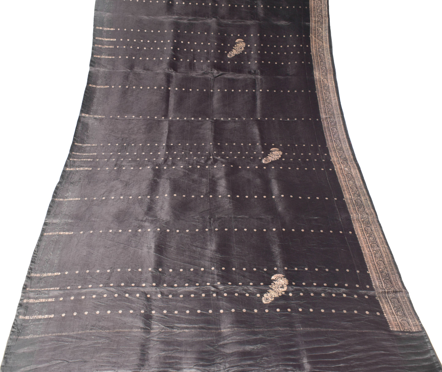 Sushila Vintage Heavy Saree Blend Satin Silk Banarasi Brocade Woven Sari Fabric