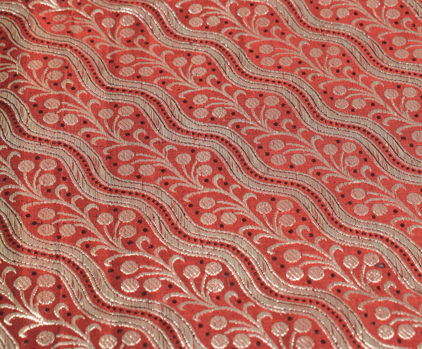 Sushila Vintage Red Green Saree Pure Satin Silk Banarasi Brocade Skirt Border HEAVY Sari