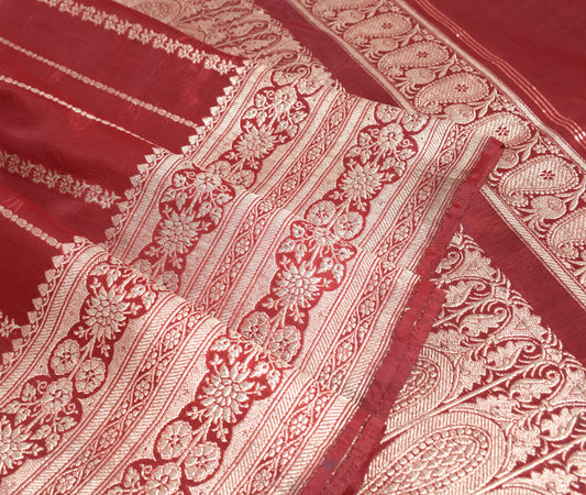 Sushila Vintage Heavy Saree Blend Satin Silk Banarasi Brocade Woven Sari Fabric