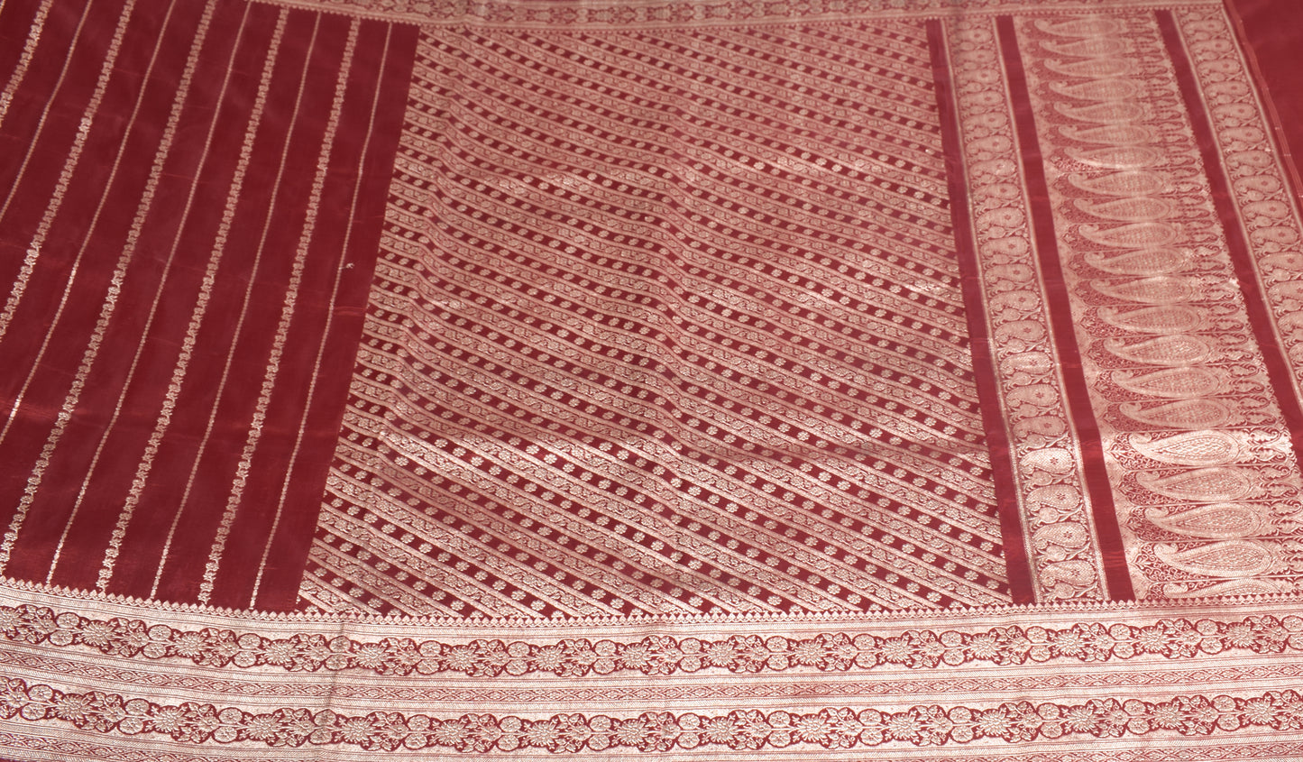 Sushila Vintage Heavy Saree Blend Satin Silk Banarasi Brocade Woven Sari Fabric