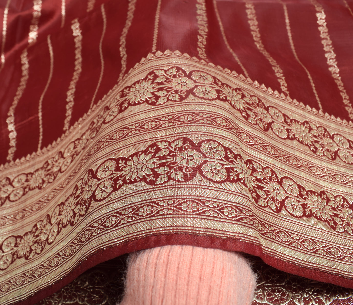 Sushila Vintage Heavy Saree Blend Satin Silk Banarasi Brocade Woven Sari Fabric