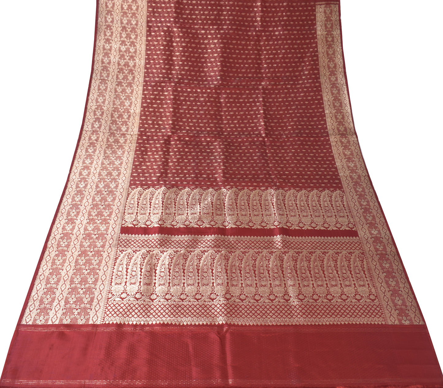 Sushila Vintage Heavy Saree Pure Satin Silk Banarasi Brocade Woven Sari Fabric