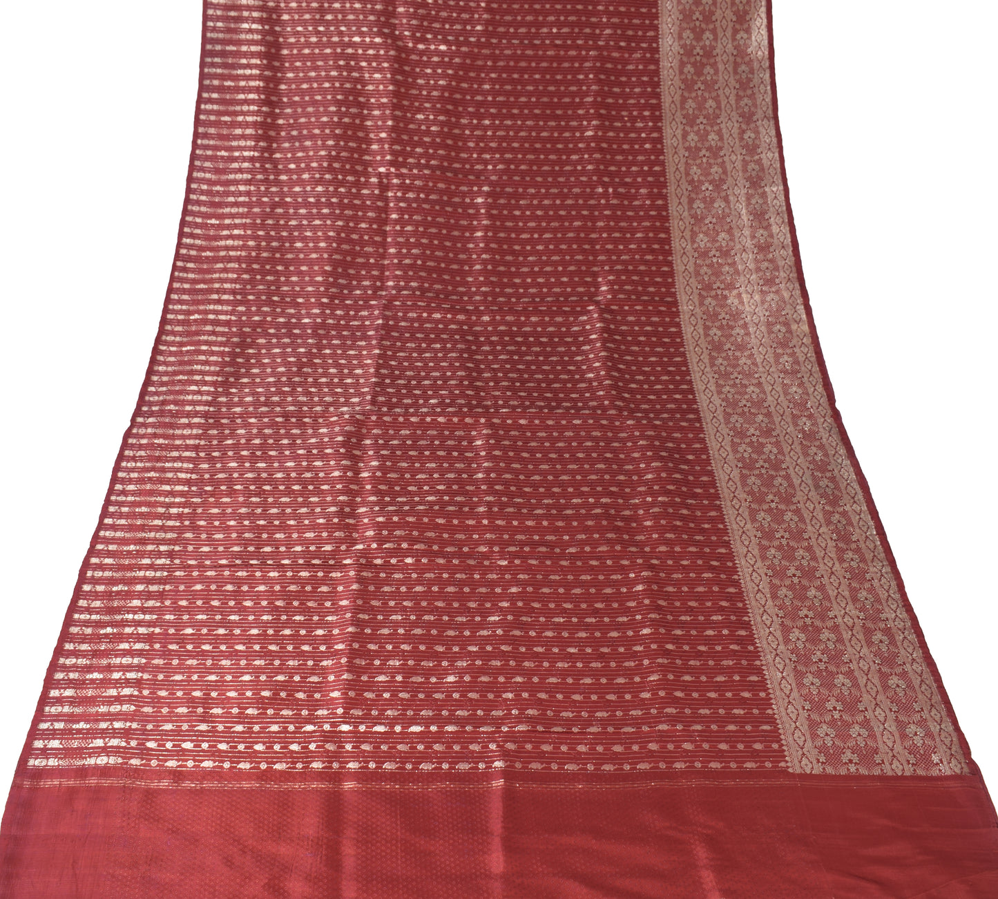 Sushila Vintage Heavy Saree Pure Satin Silk Banarasi Brocade Woven Sari Fabric