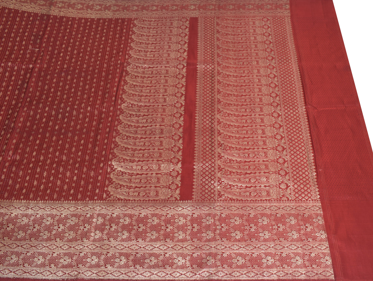 Sushila Vintage Heavy Saree Pure Satin Silk Banarasi Brocade Woven Sari Fabric