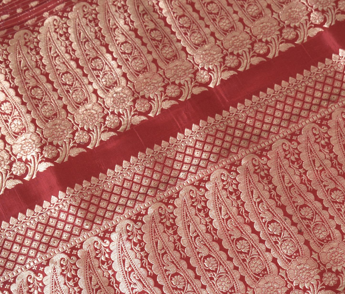 Sushila Vintage Heavy Saree Pure Satin Silk Banarasi Brocade Woven Sari Fabric