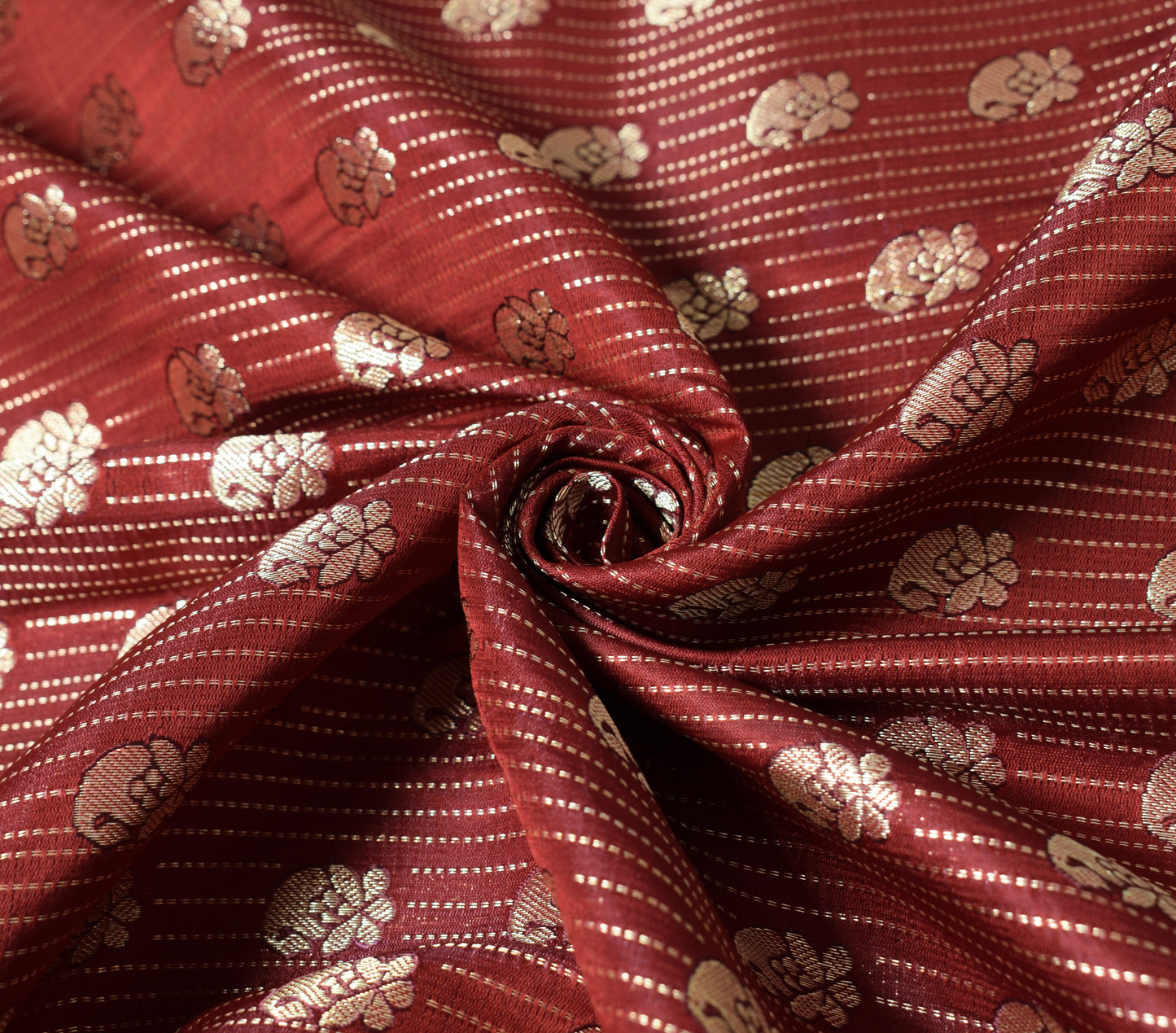 Sushila Vintage Heavy Red Saree Pure Satin Silk Banarasi Brocade Woven Sari Fabric
