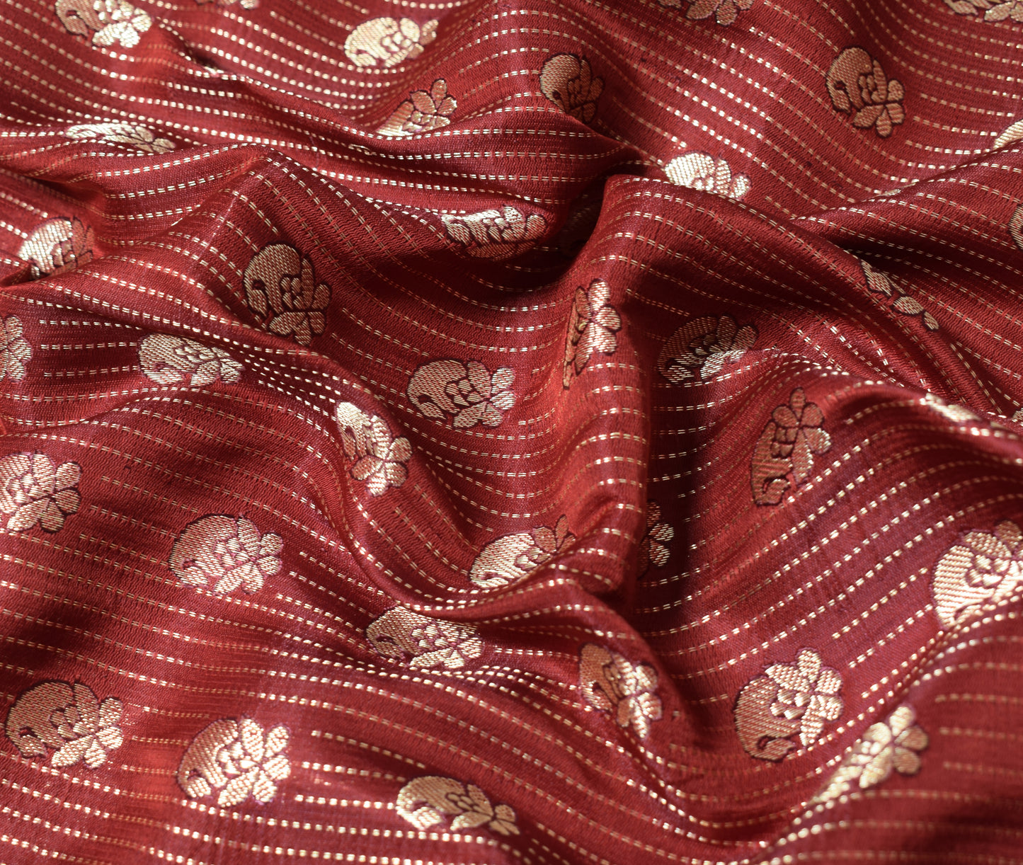 Sushila Vintage Heavy Red Saree Pure Satin Silk Banarasi Brocade Woven Sari Fabric