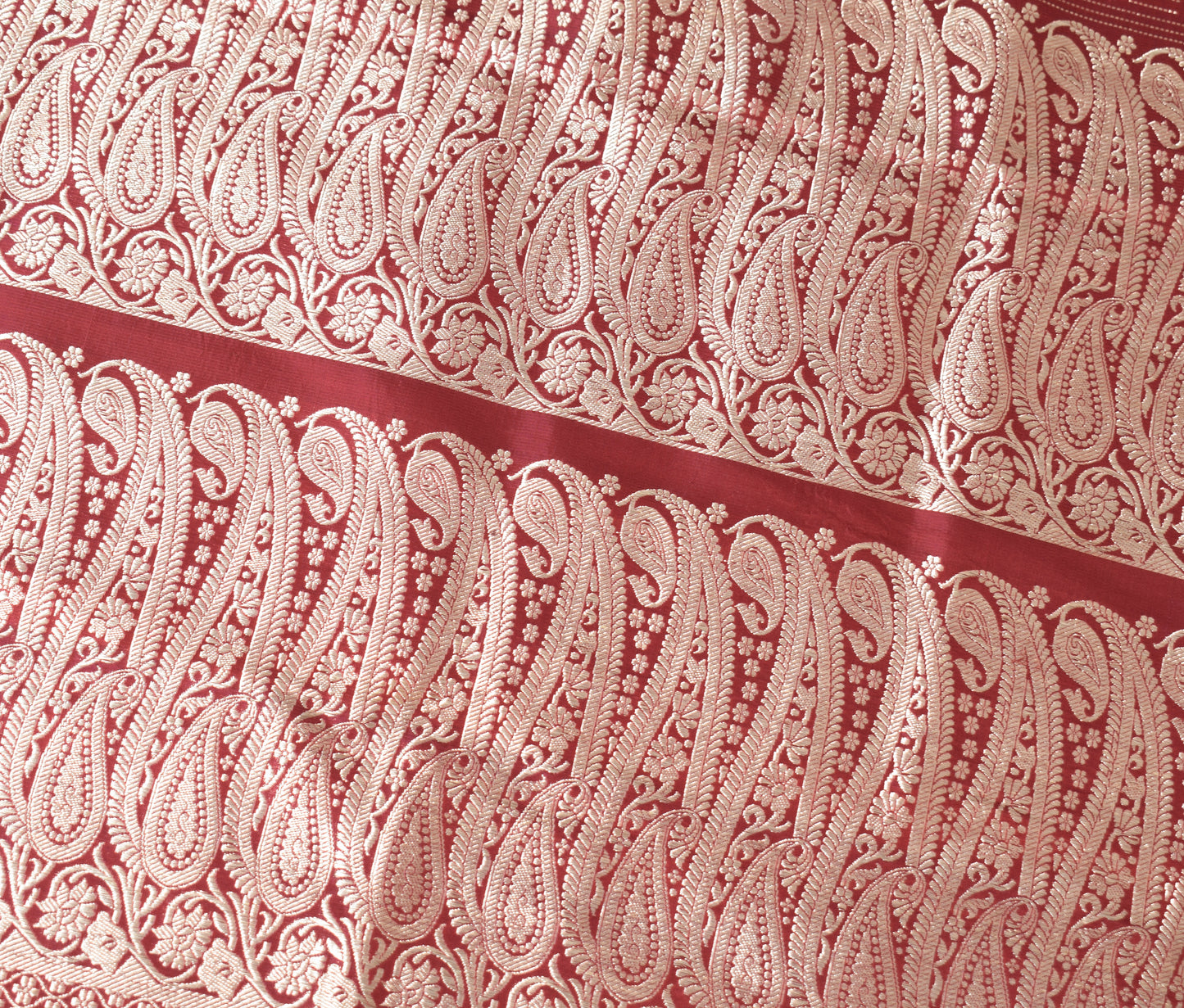 Sushila Vintage Heavy Red Saree Pure Satin Silk Banarasi Brocade Woven Sari Fabric