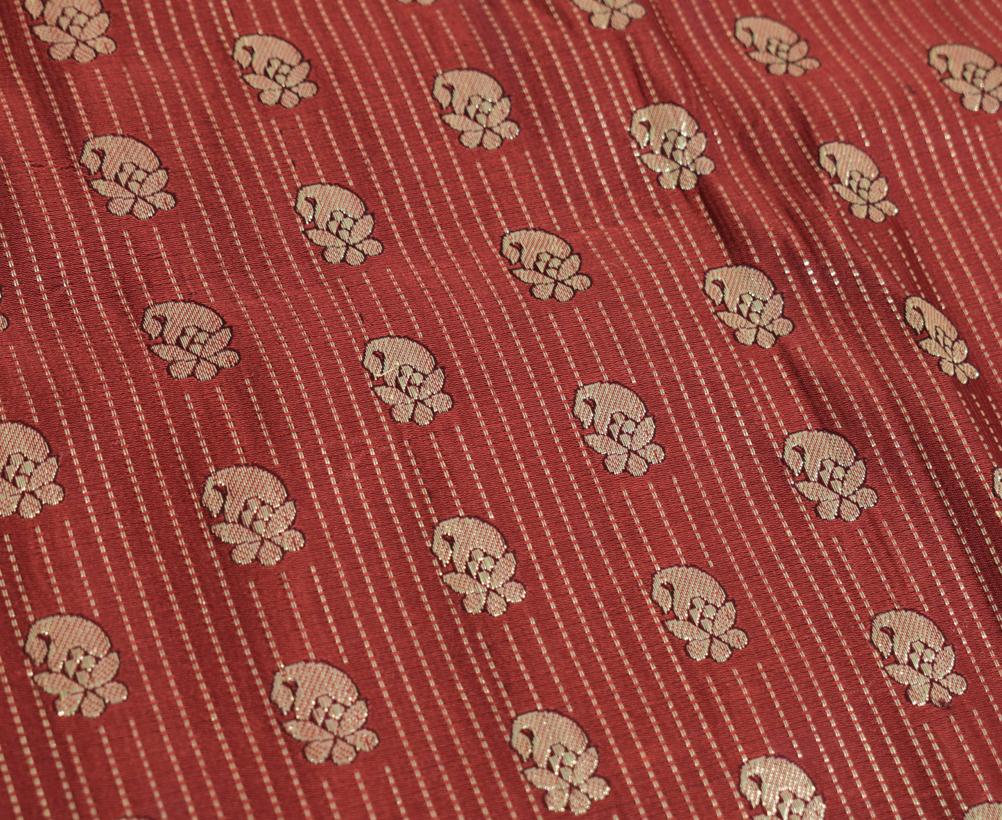 Sushila Vintage Heavy Red Saree Pure Satin Silk Banarasi Brocade Woven Sari Fabric