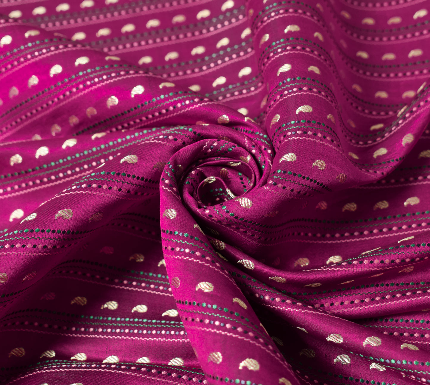 Sushila Vintage Heavy Magenta Saree Pure Satin Silk Banarasi Brocade Woven Sari Fabric