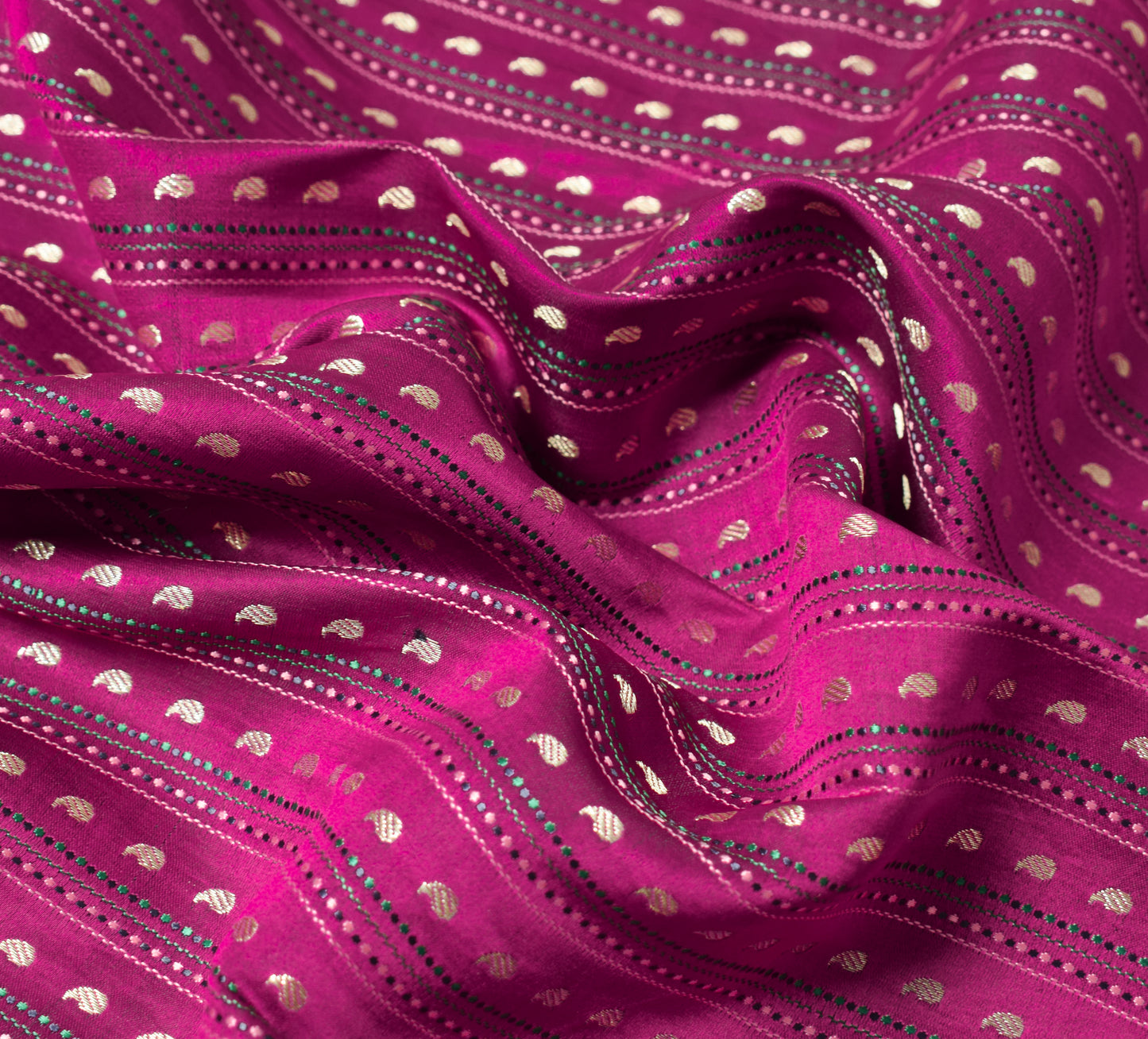 Sushila Vintage Heavy Magenta Saree Pure Satin Silk Banarasi Brocade Woven Sari Fabric