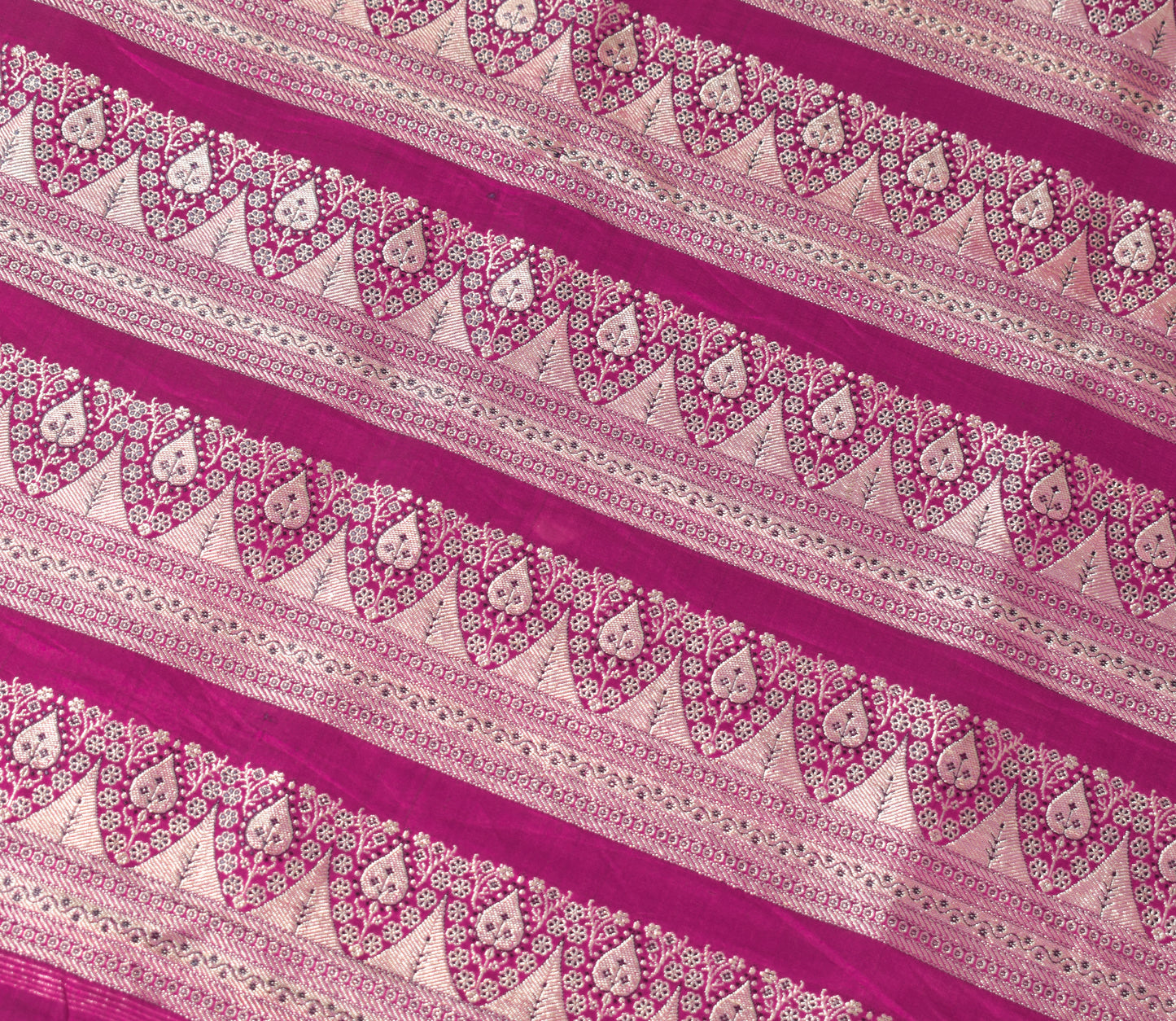 Sushila Vintage Heavy Magenta Saree Pure Satin Silk Banarasi Brocade Woven Sari Fabric