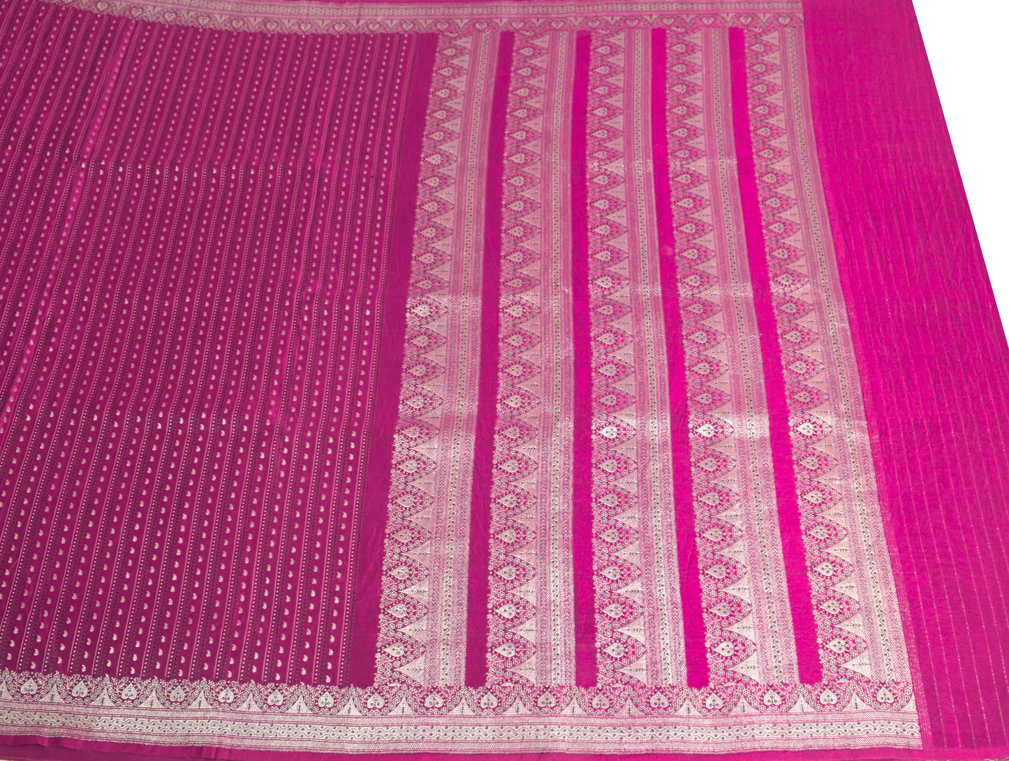 Sushila Vintage Heavy Magenta Saree Pure Satin Silk Banarasi Brocade Woven Sari Fabric