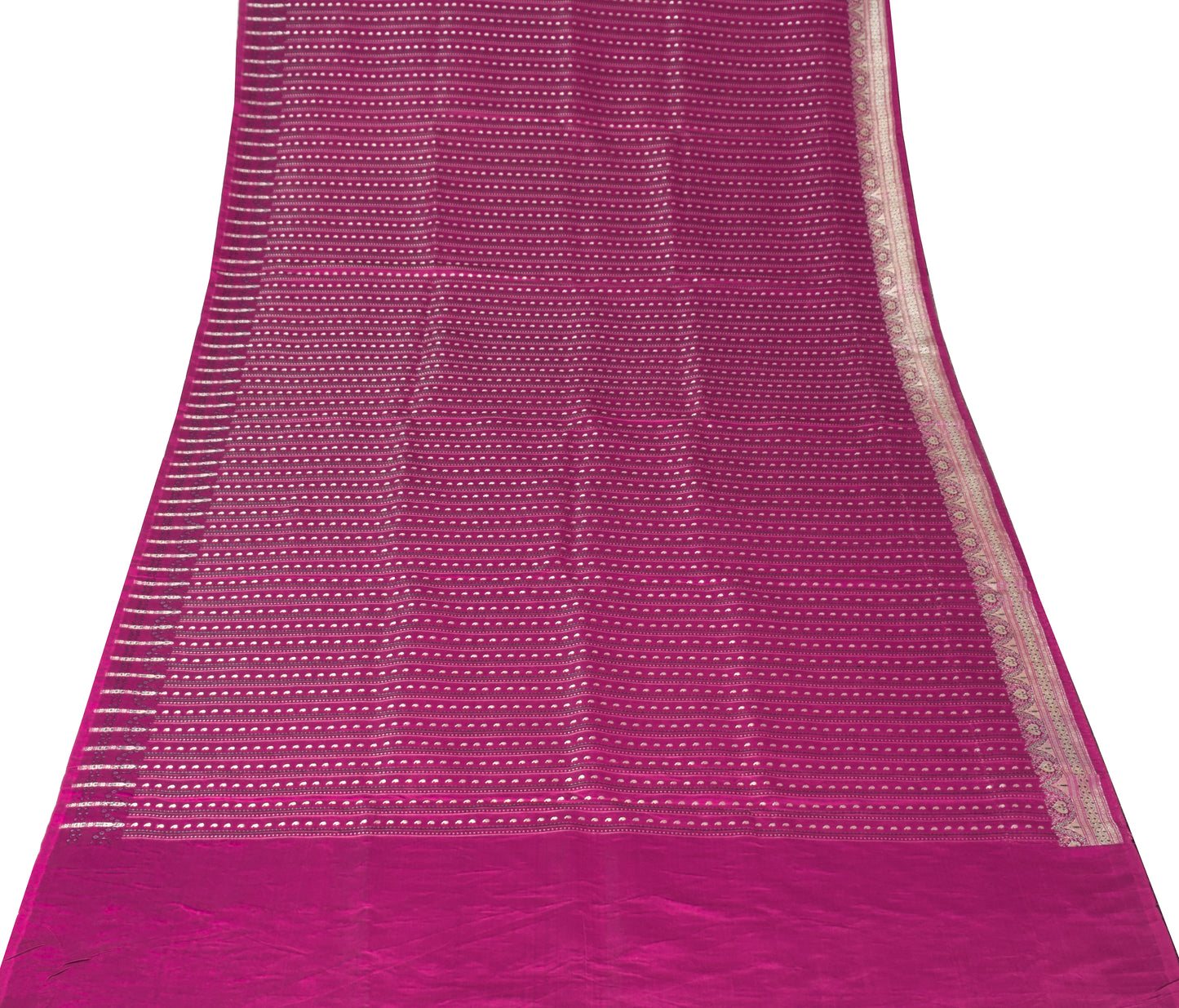 Sushila Vintage Heavy Magenta Saree Pure Satin Silk Banarasi Brocade Woven Sari Fabric