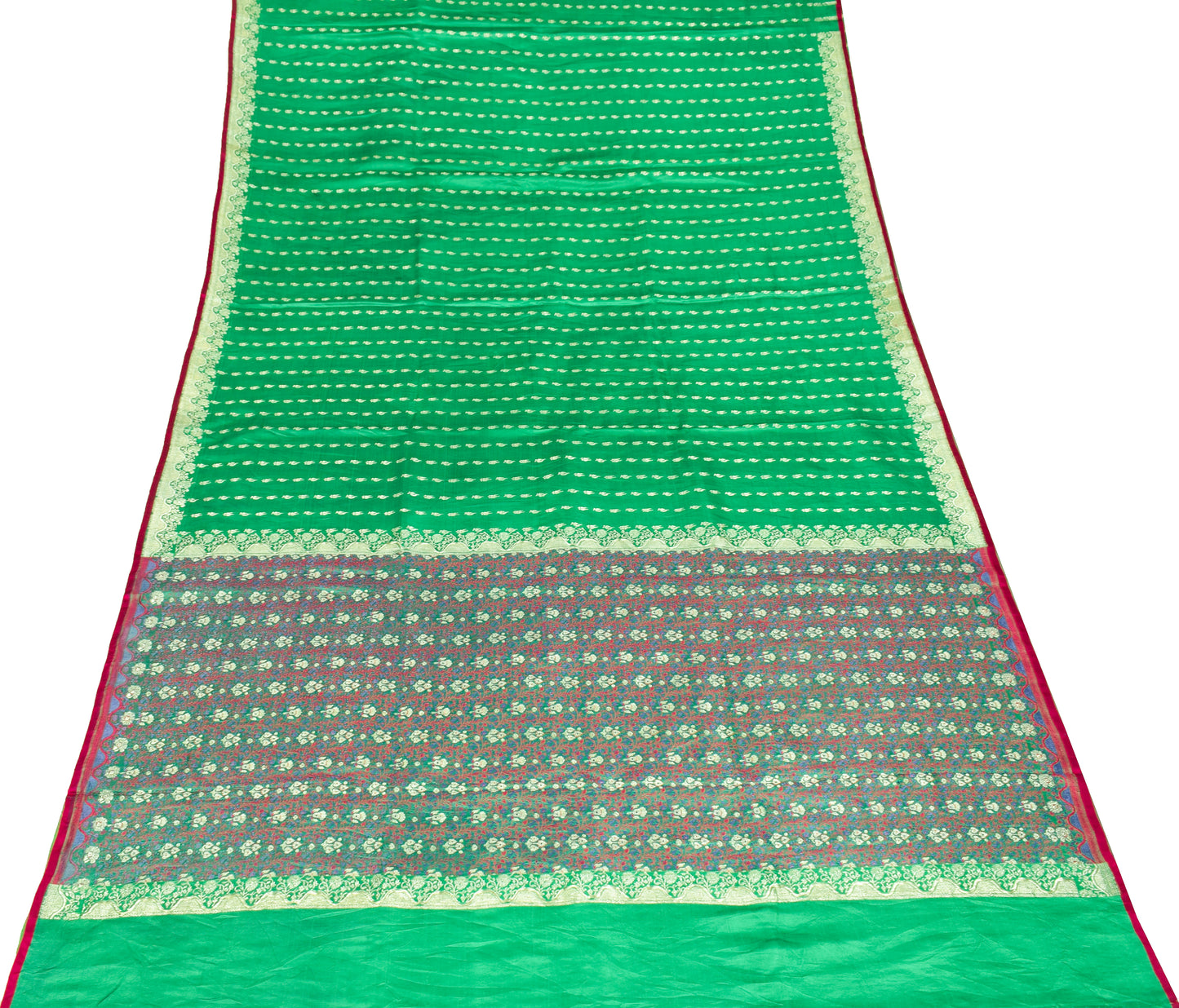 Sushila Vintage Heavy Saree Pure Satin Silk Banarasi Brocade Woven Sari Fabric