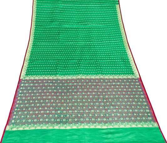 Sushila Vintage Heavy Saree Pure Satin Silk Banarasi Brocade Woven Sari Fabric