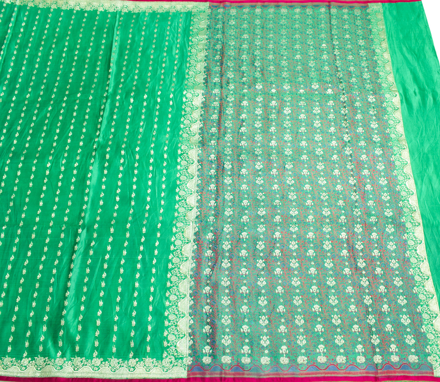 Sushila Vintage Heavy Saree Pure Satin Silk Banarasi Brocade Woven Sari Fabric