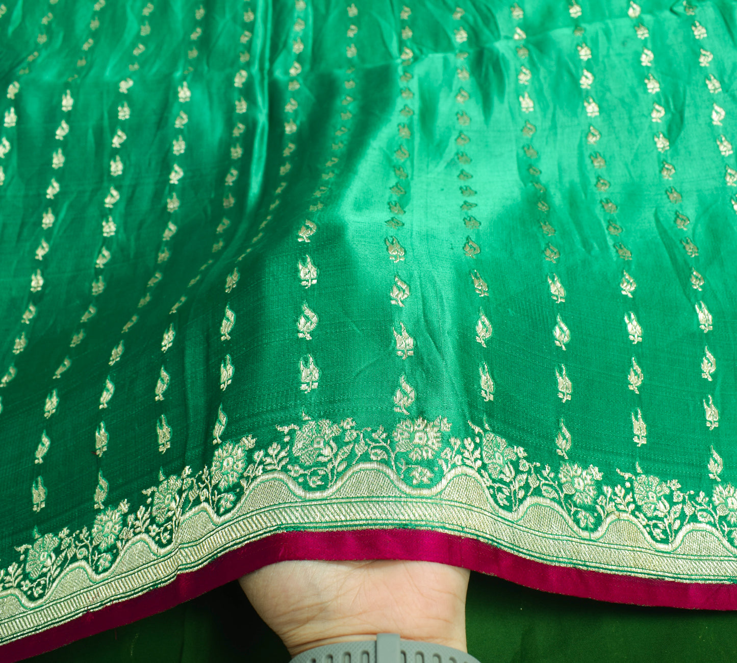 Sushila Vintage Heavy Saree Pure Satin Silk Banarasi Brocade Woven Sari Fabric