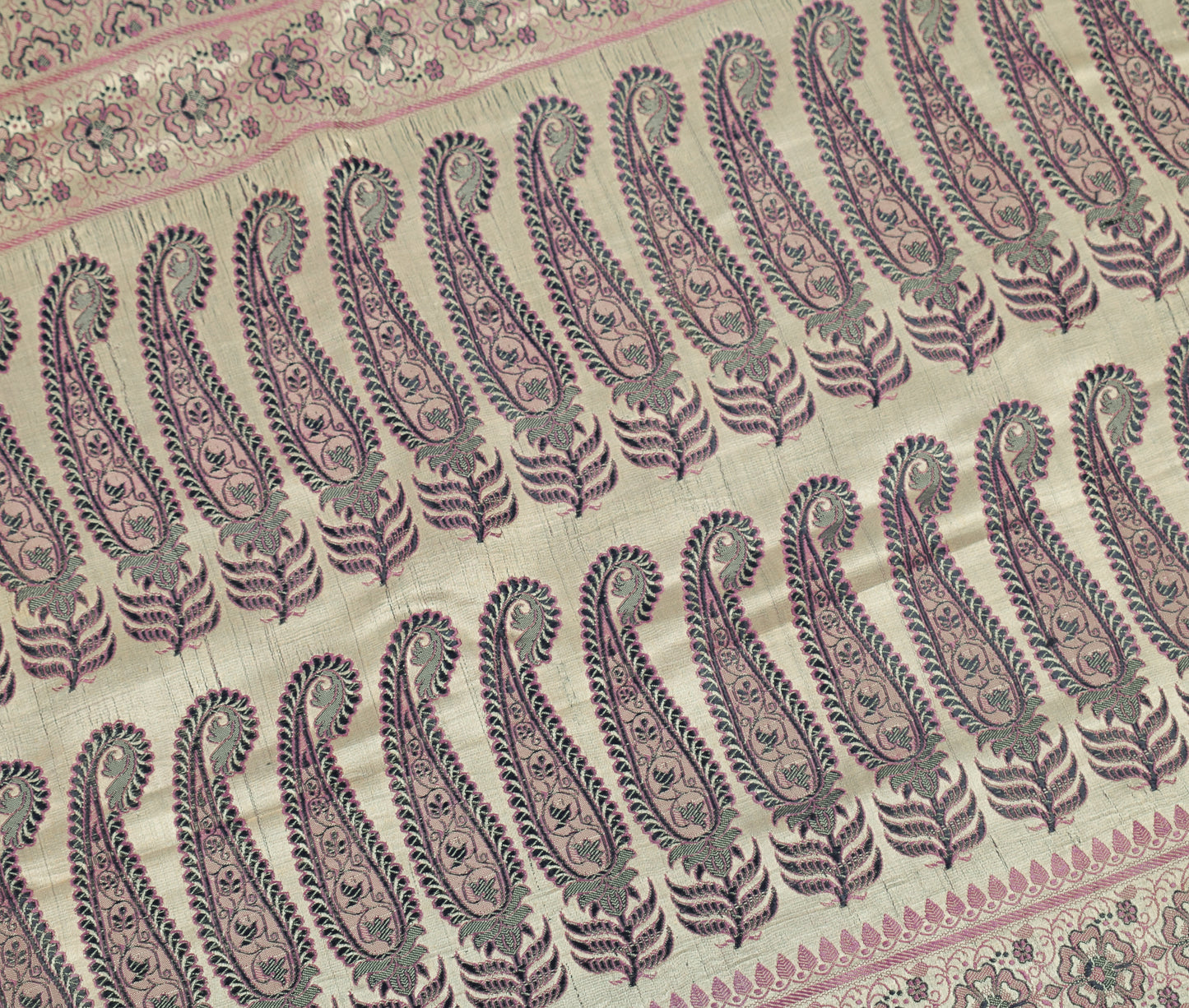 Sushila Vintage Heavy Saree Pure Satin Silk Banarasi Brocade Woven Sari Fabric